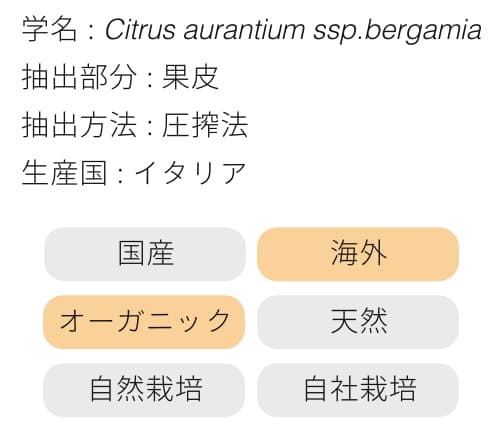 ベルガモット ベルガプテンフリー成分画像